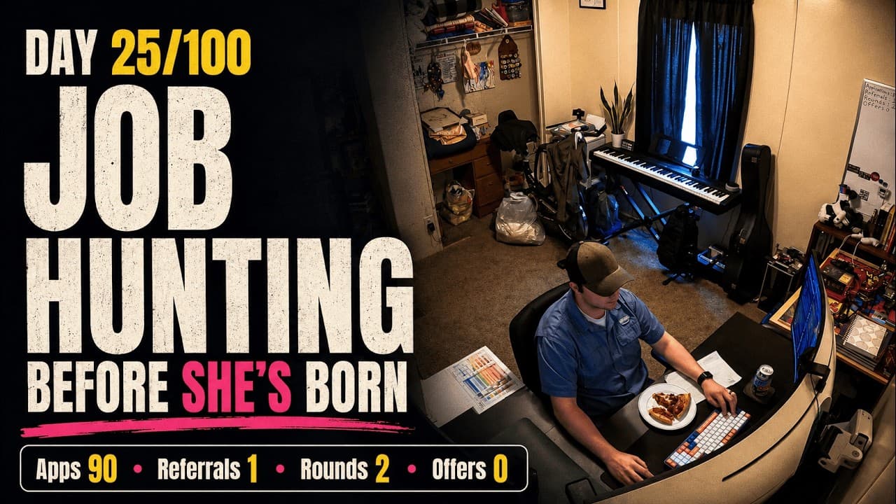 Day 25/100 – Job Hunting Until My Daughter Is Born | Apps 90 · Referrals 1 · Rounds 2 · Offers 0