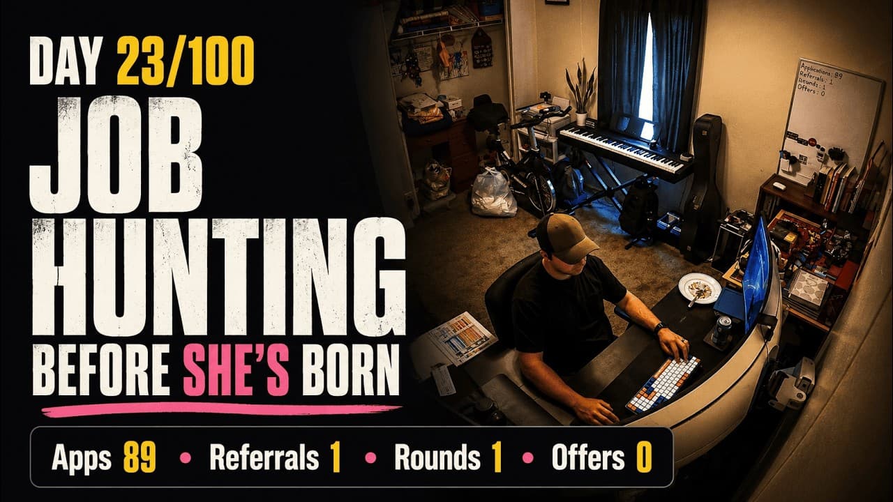 Day 23/100 – Job Hunting Until My Daughter Is Born | Apps 89 · Referrals 1 · Rounds 1 · Offers 0