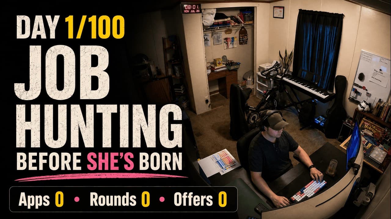 Day 1/100 – Job Hunting Until My Daughter Is Born | Apps 0 · Referrals 0 · Rounds 0 · Offers 0